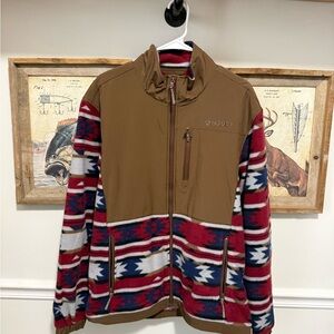 Hooey Western Brown Jacket with Red and Blue Aztec Lining